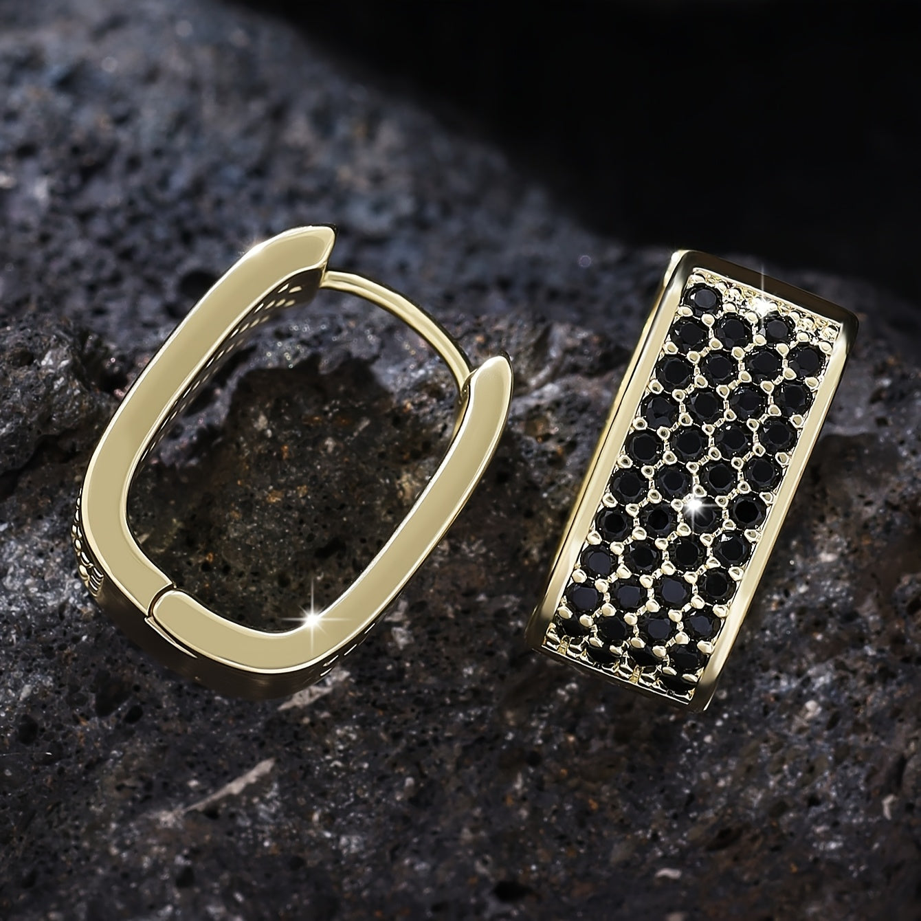 A pair of elegant, understated, and luxurious earrings featuring a U-shaped design with dense-set synthetic zirconia