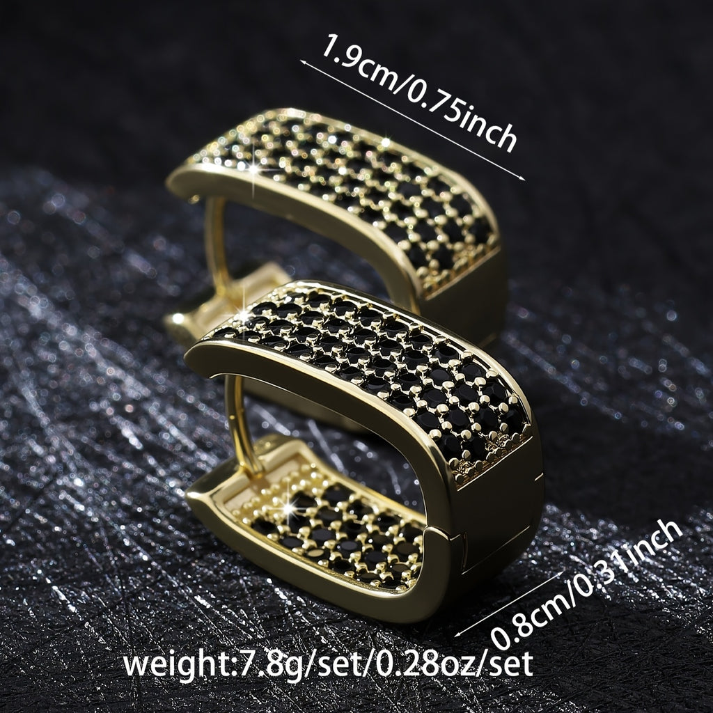 A pair of elegant, understated, and luxurious earrings featuring a U-shaped design with dense-set synthetic zirconia