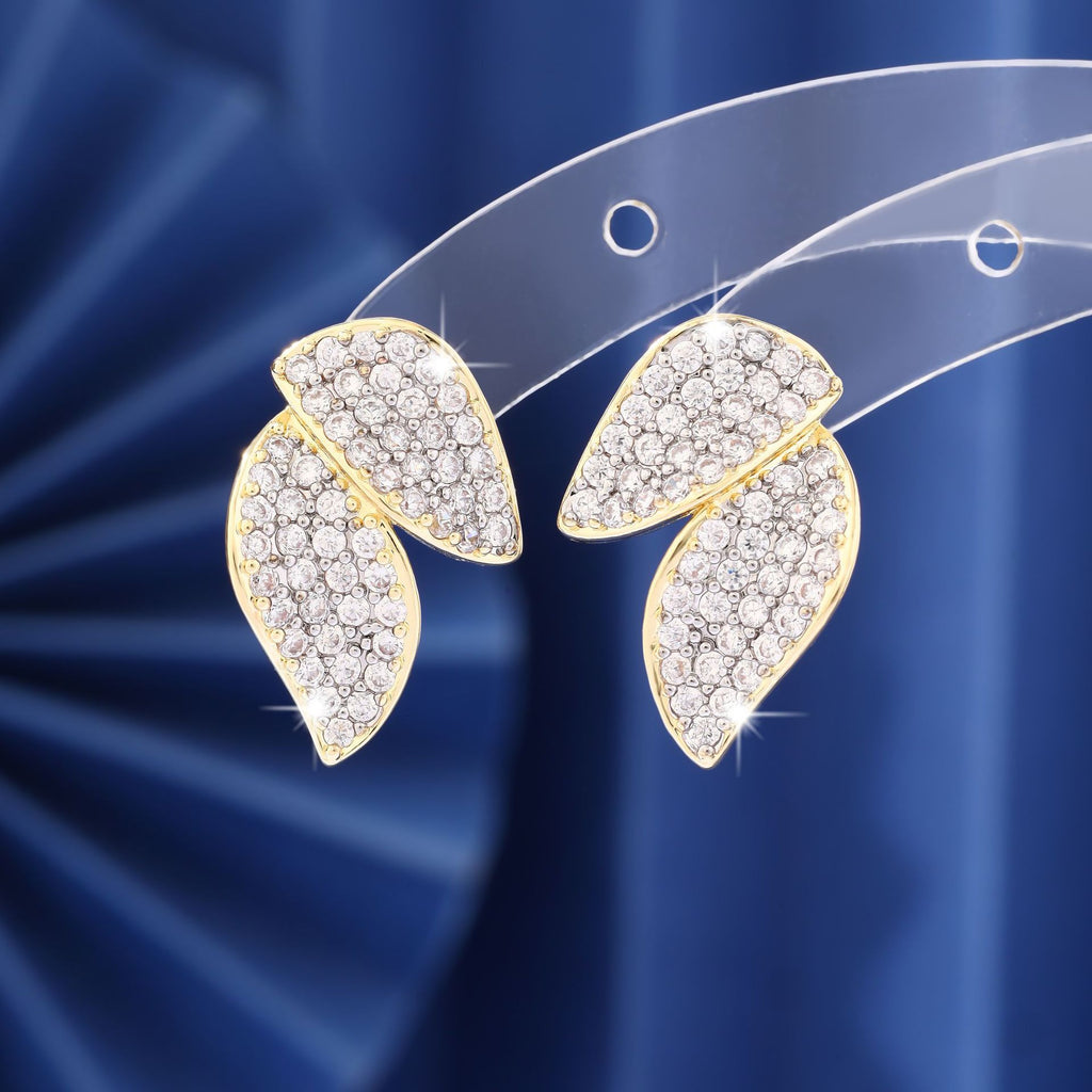 Light luxury leaf style fashionable zircon earrings