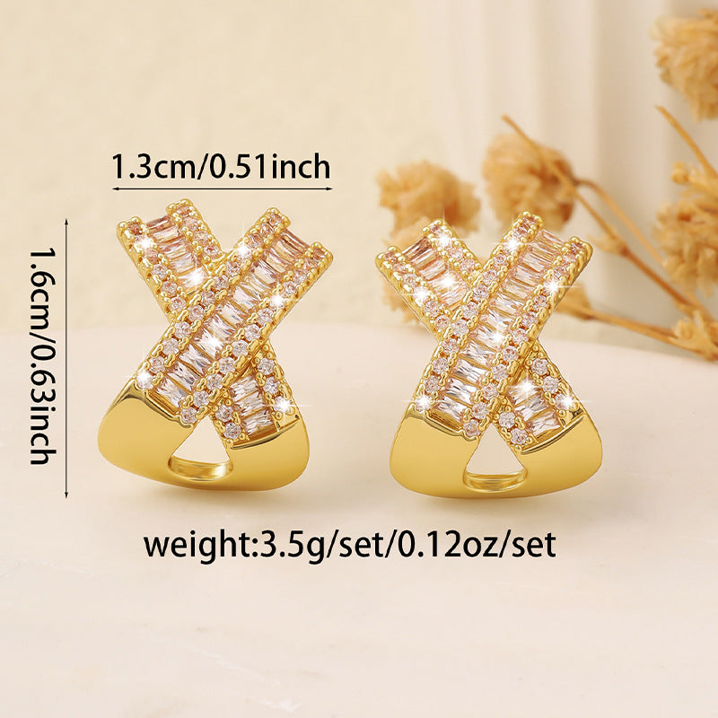 Light luxury style sparkling zircon earrings