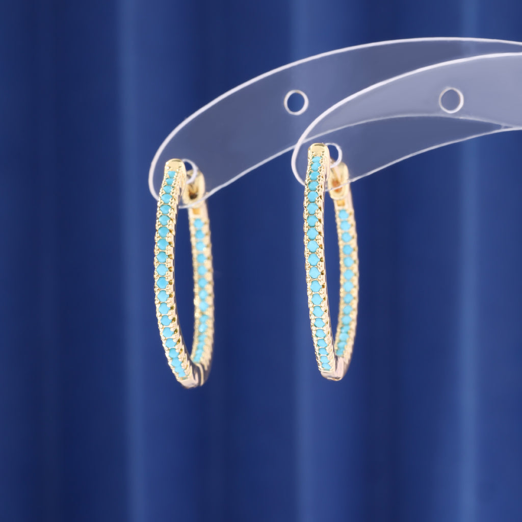 Elegant loose blue zircon hoop earrings