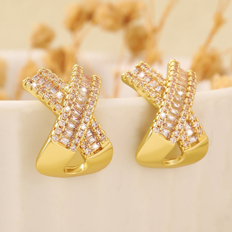 Light luxury style sparkling zircon earrings