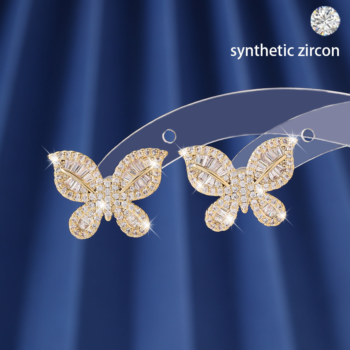 Butterfly-inspired zircon earrings with a light luxury, personalized, and high-end feel