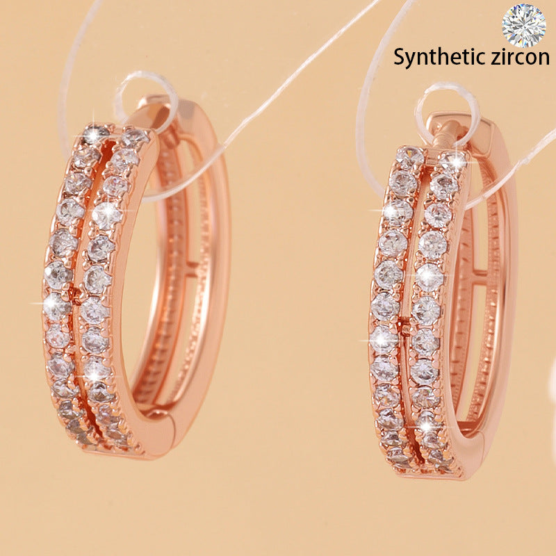 Double row micro inlaid zircon earrings