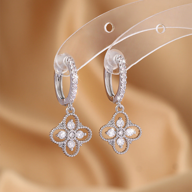 Fashionable and light luxury zirconium-encrusted earrings