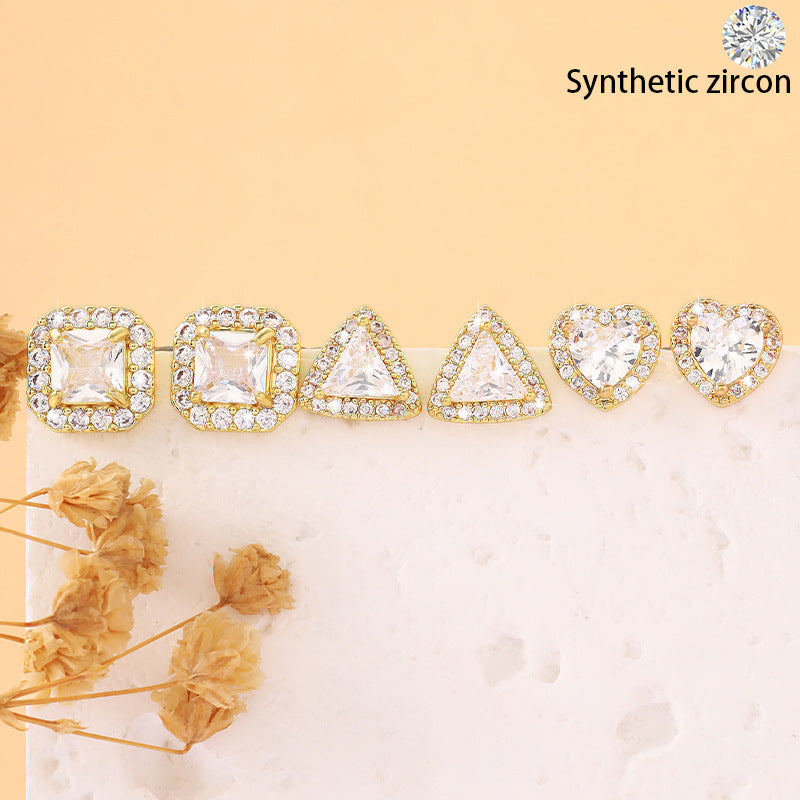 Three pairs of niche and versatile diamond-encrusted earrings with elegant temperament
