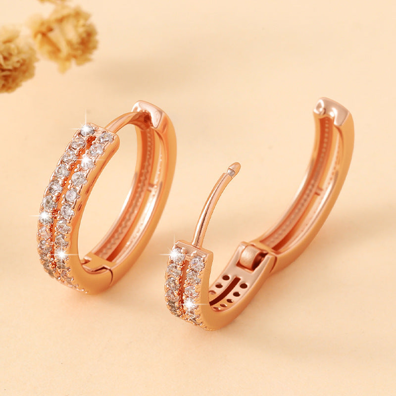 Double row micro inlaid zircon earrings