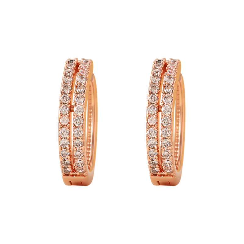 Double row micro inlaid zircon earrings