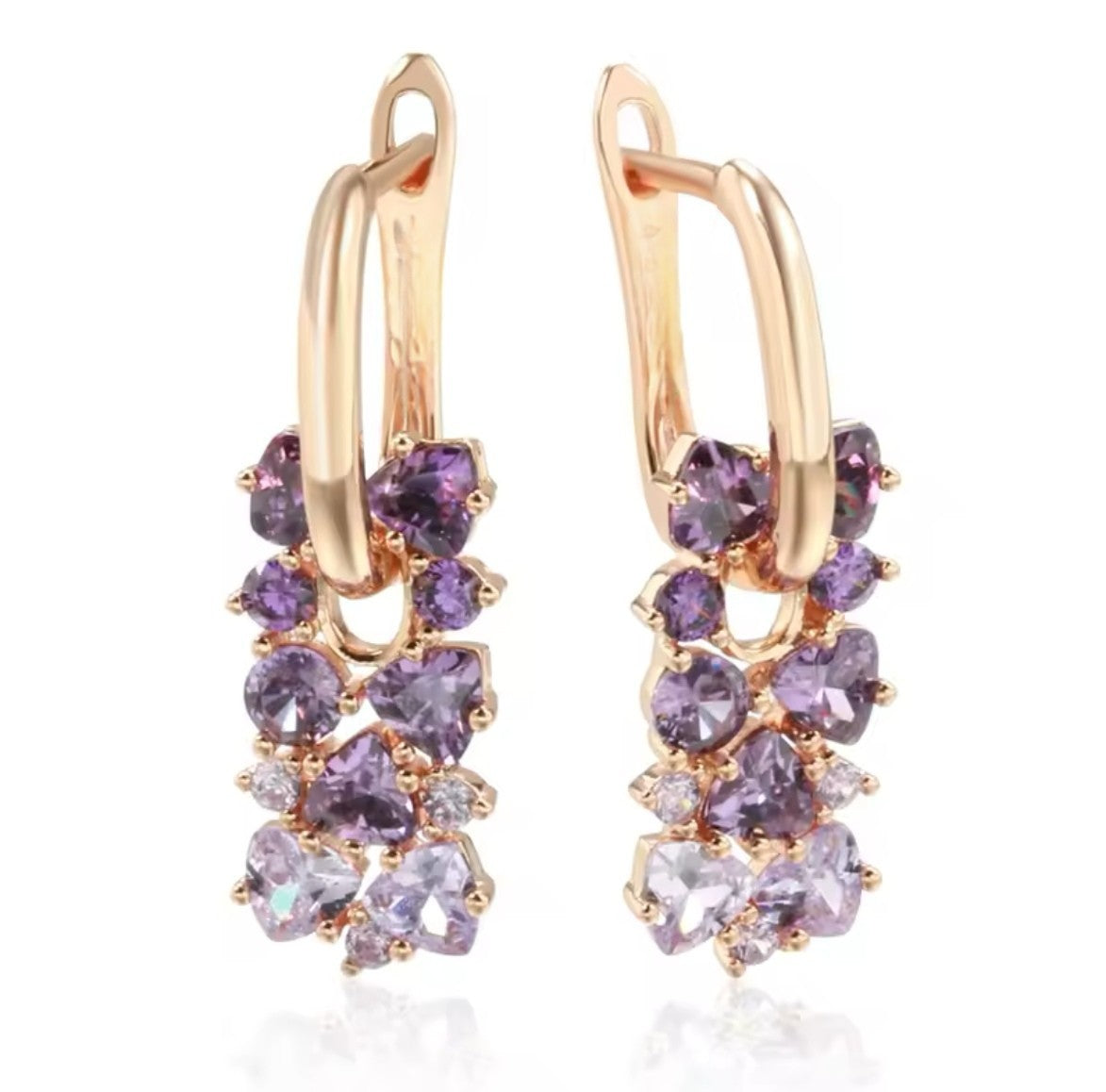 1 pair of luxurious and romantic purple synthetic zircon hoop earrings