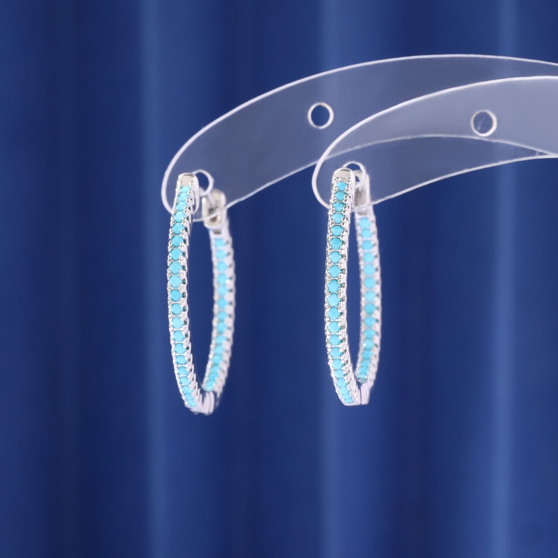 Elegant loose blue zircon hoop earrings