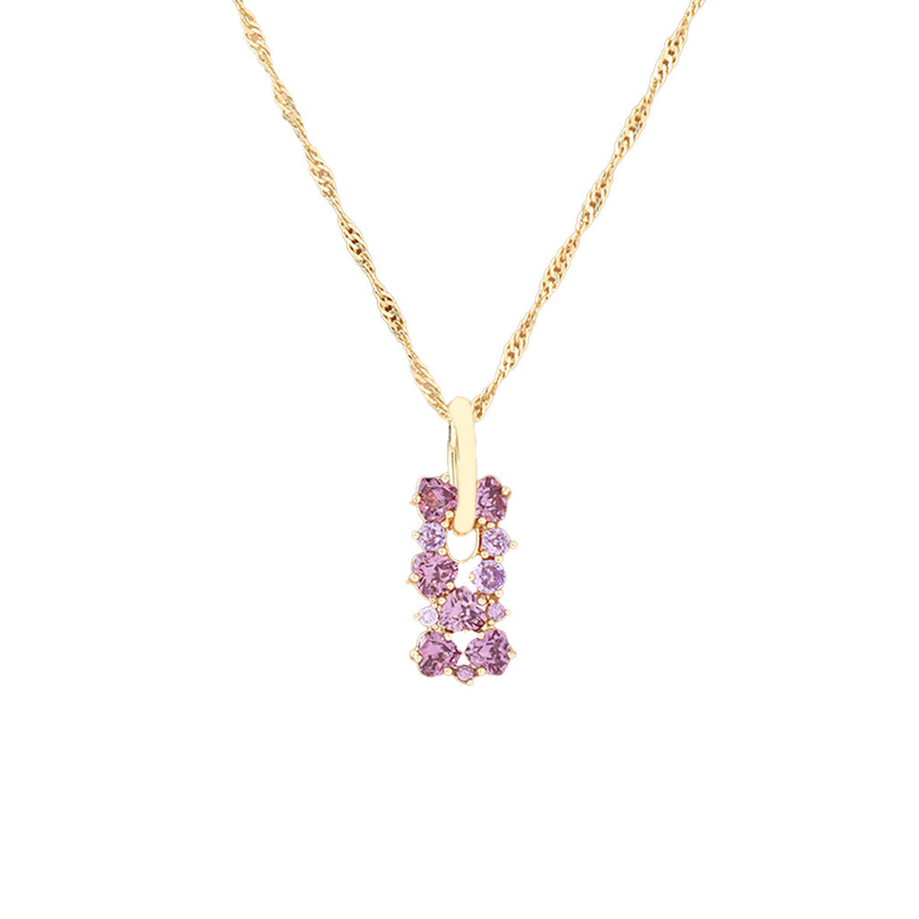 Copper-inlaid zircon flower necklace