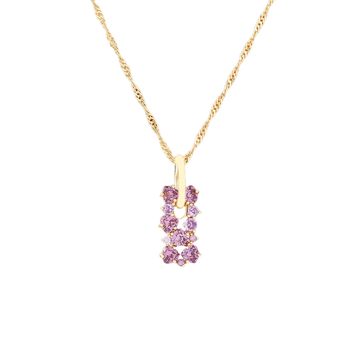 Copper-inlaid zircon flower necklace