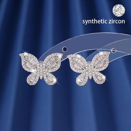 Butterfly-inspired zircon earrings with a light luxury, personalized, and high-end feel