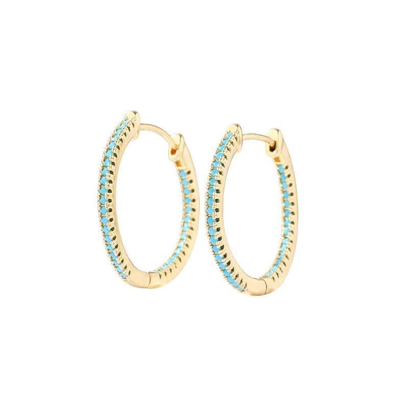 Elegant loose blue zircon hoop earrings