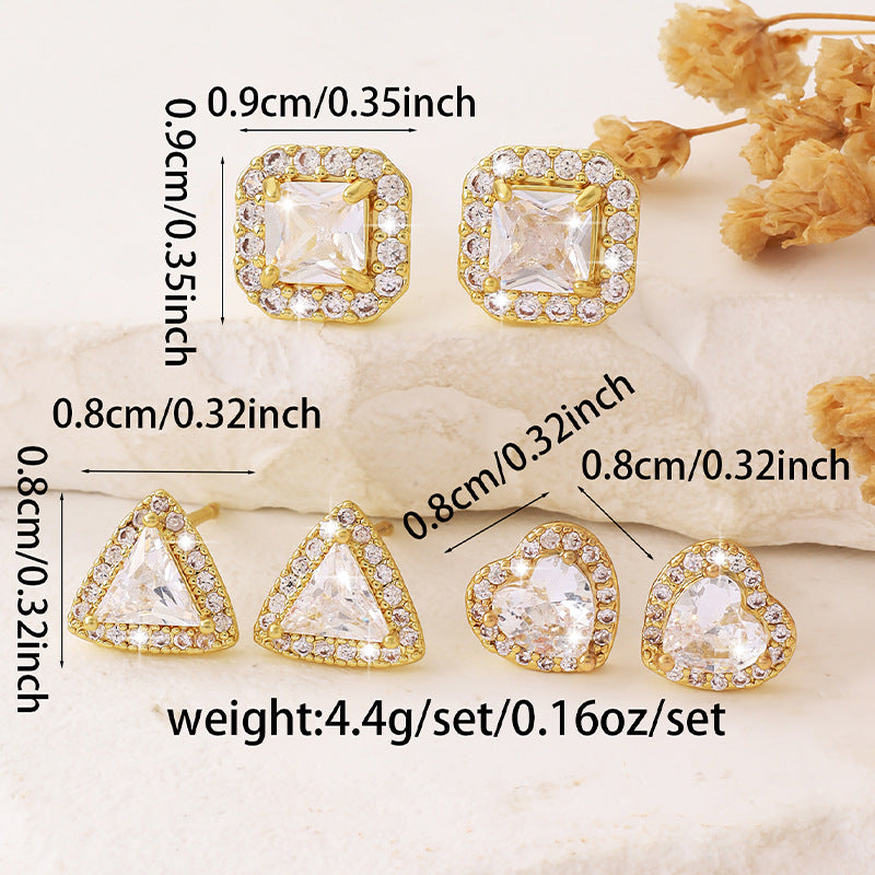 Three pairs of niche and versatile diamond-encrusted earrings with elegant temperament