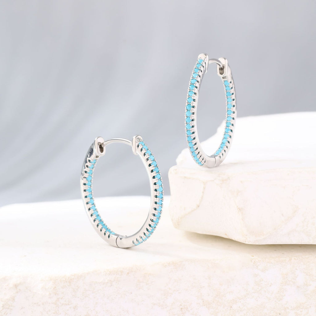 Elegant loose blue zircon hoop earrings
