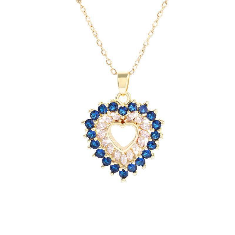 New style heart-shaped pendant necklace with high-end zircon micro-inlay