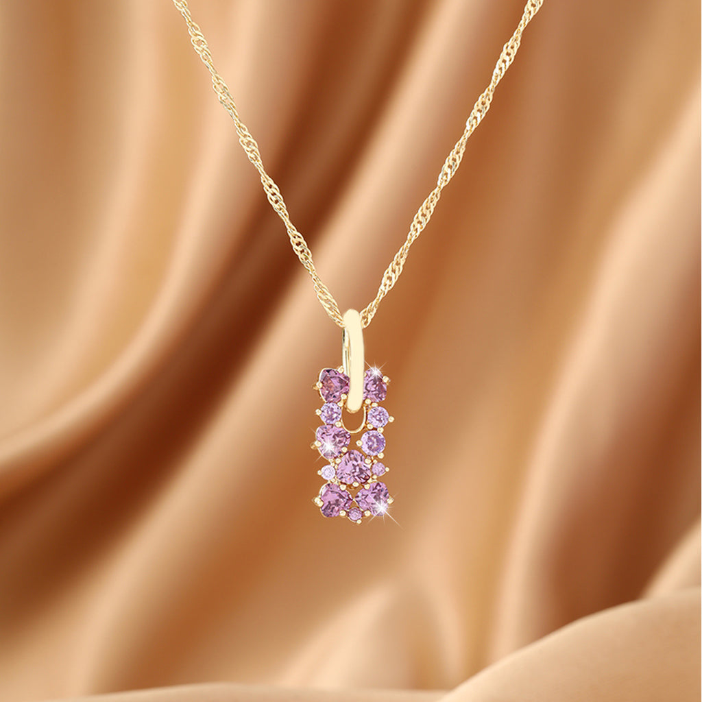 Copper-inlaid zircon flower necklace