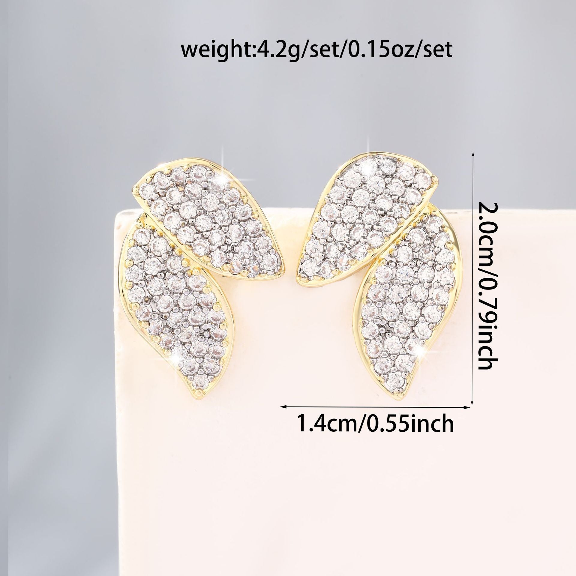 Light luxury leaf style fashionable zircon earrings