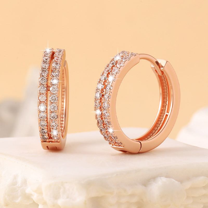 Double row micro inlaid zircon earrings