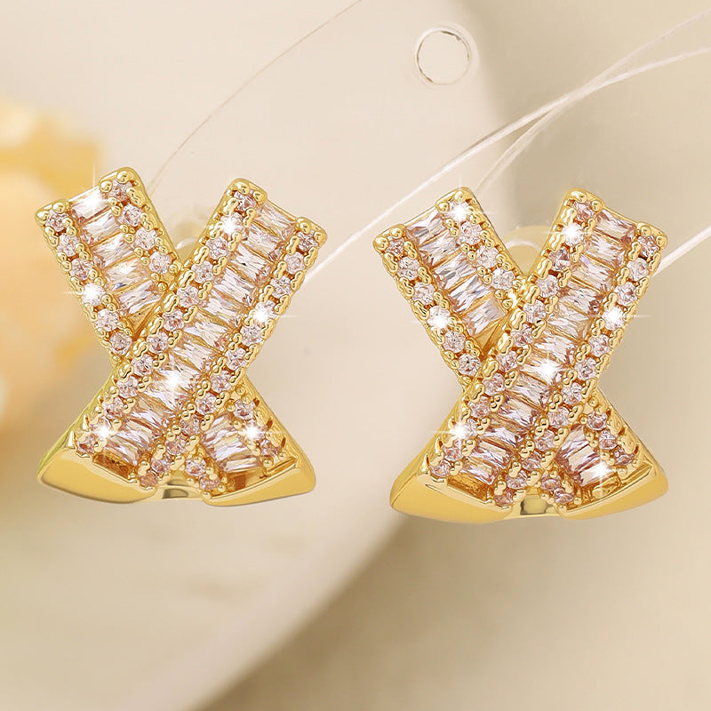 Light luxury style sparkling zircon earrings