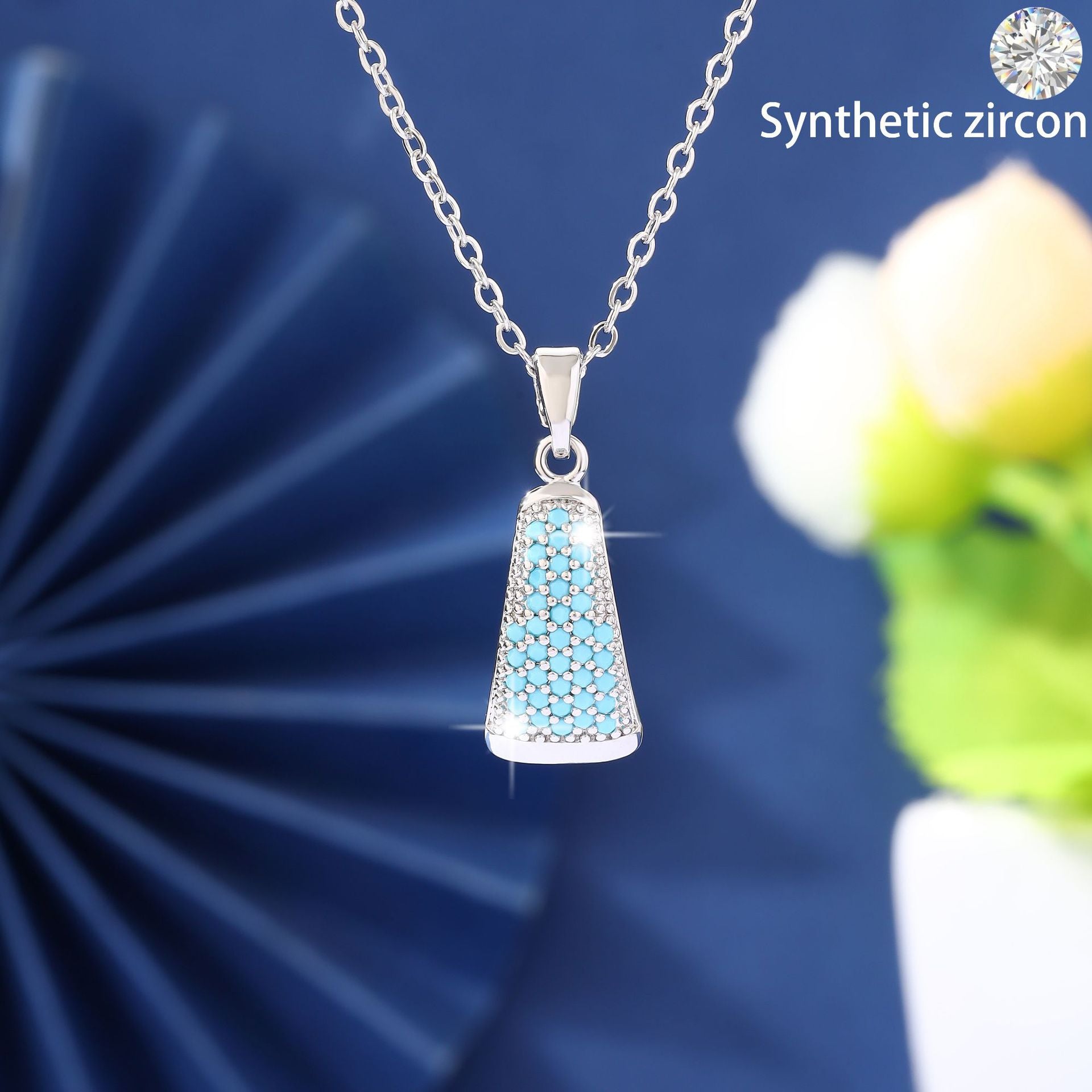 New niche micro-inlaid colored zircon necklace