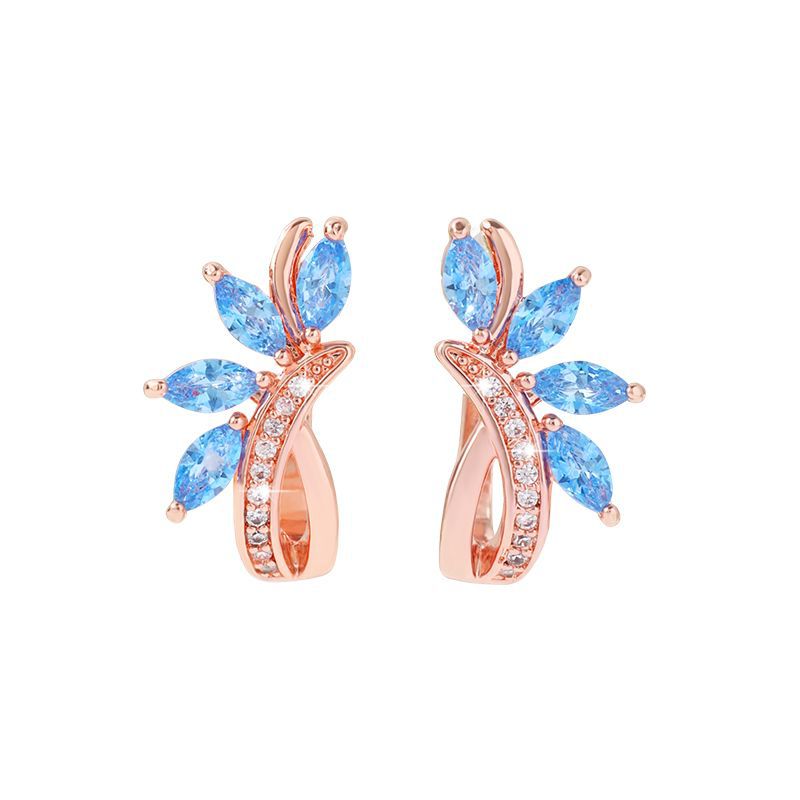 Water drop flower-shaped wheat ear zircon earrings
