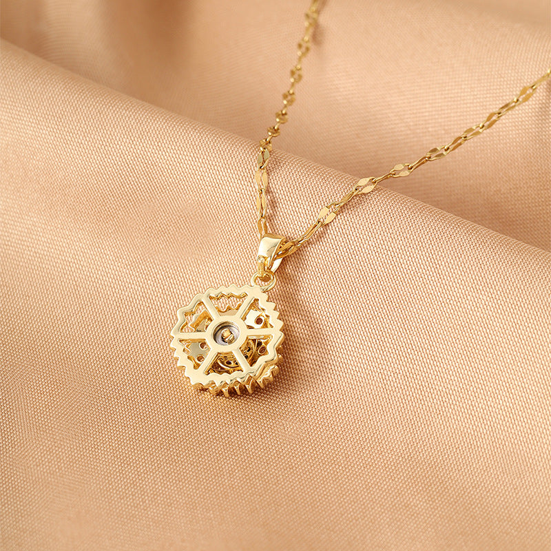 Colorful Demon Eye Rotating Inlaid Zircon Pendant Necklace