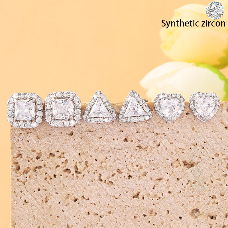 Three pairs of niche and versatile diamond-encrusted earrings with elegant temperament
