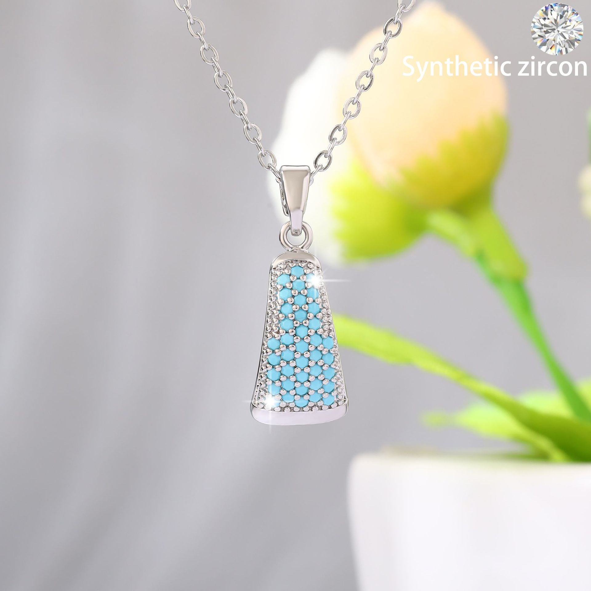 New niche micro-inlaid colored zircon necklace