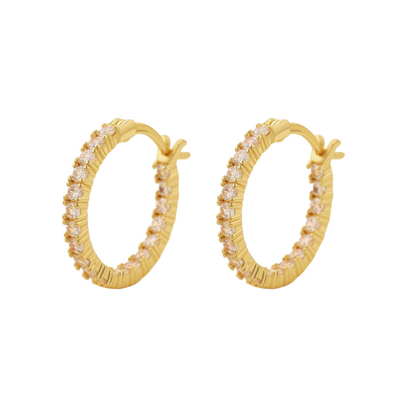 Copper-encrusted zirconium fashionable and versatile personalized circle ear buckle