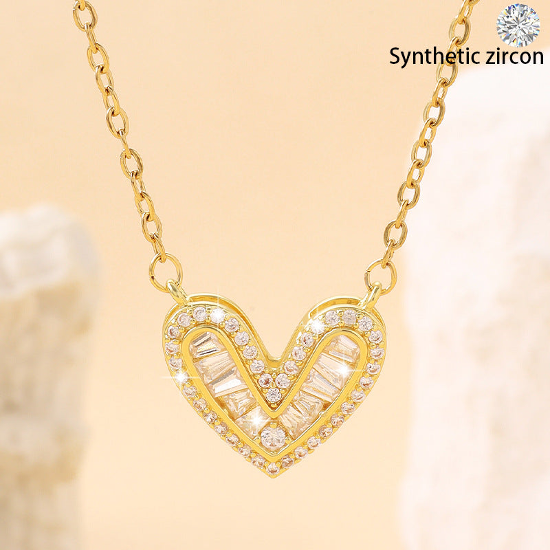 The love necklace, delicately set with zircon, exudes a high-end, light luxury charm