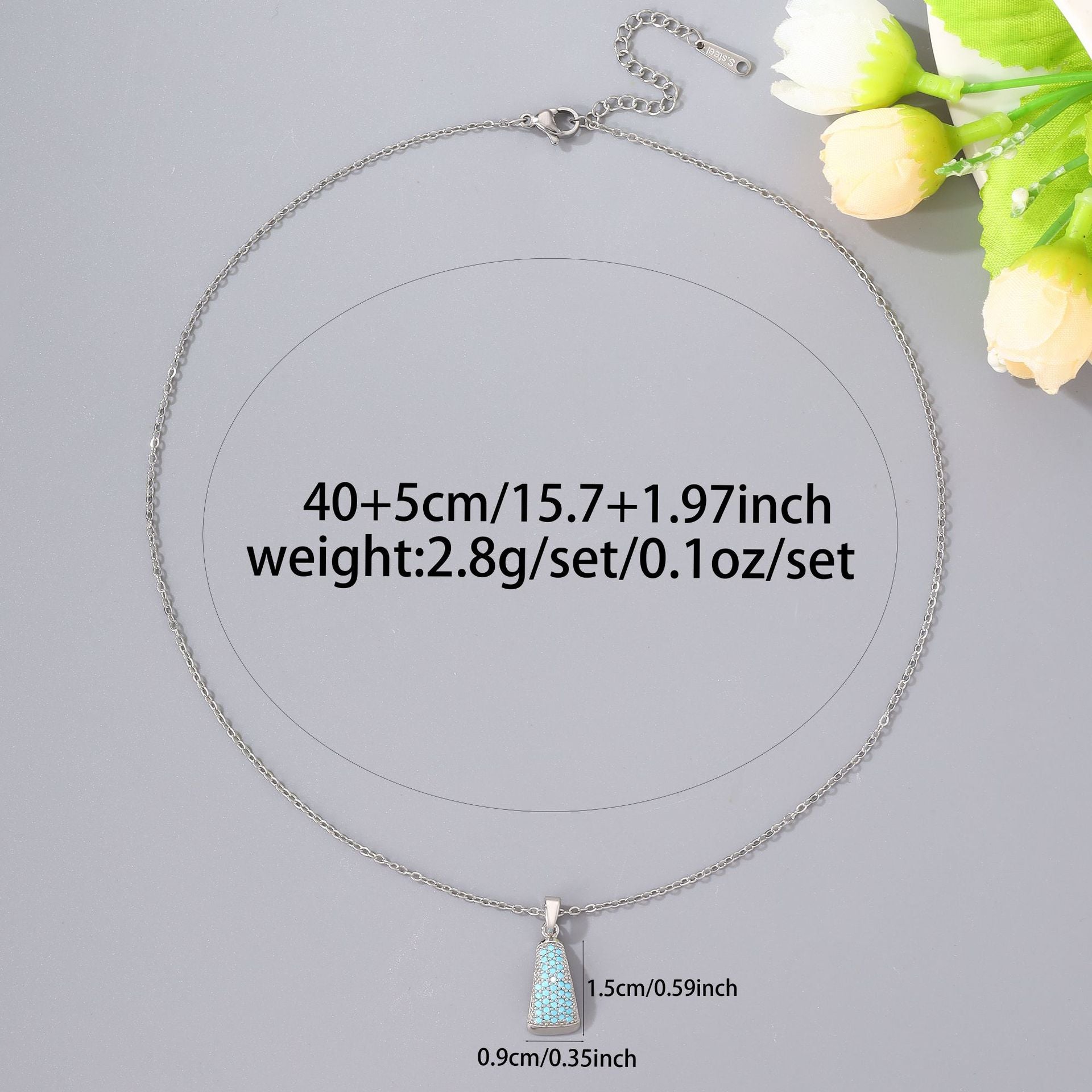 New niche micro-inlaid colored zircon necklace