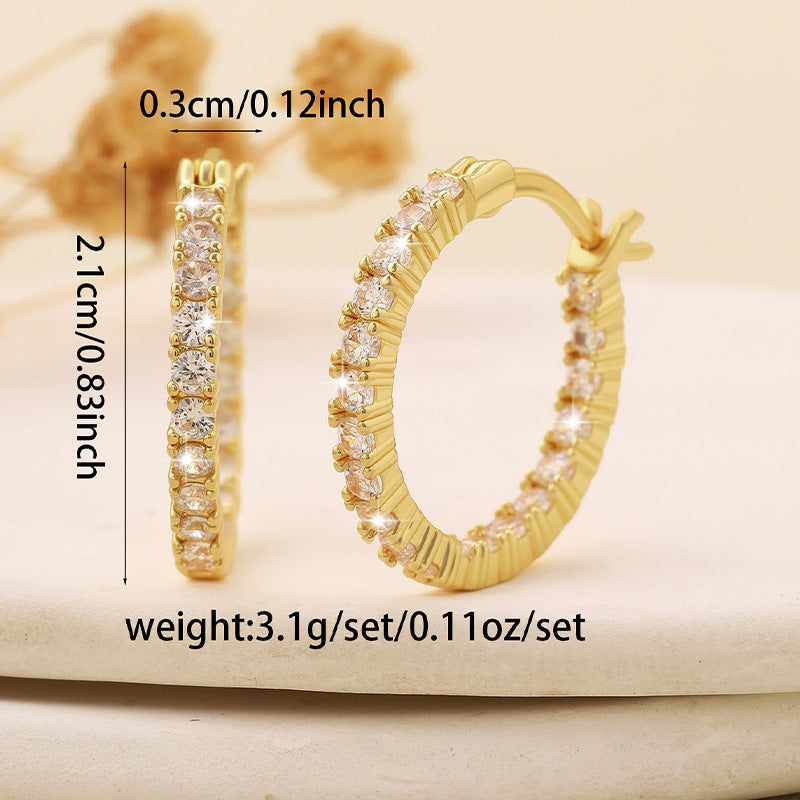 Copper-encrusted zirconium fashionable and versatile personalized circle ear buckle