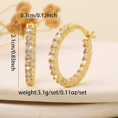 Copper-encrusted zirconium fashionable and versatile personalized circle ear buckle