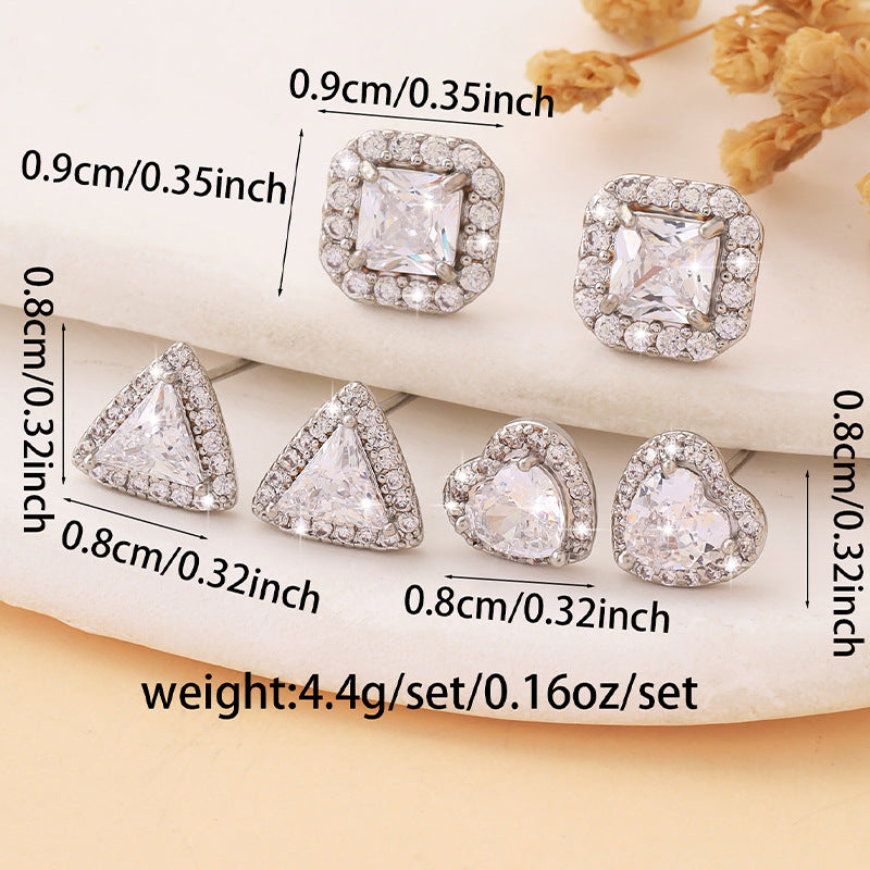 Three pairs of niche and versatile diamond-encrusted earrings with elegant temperament