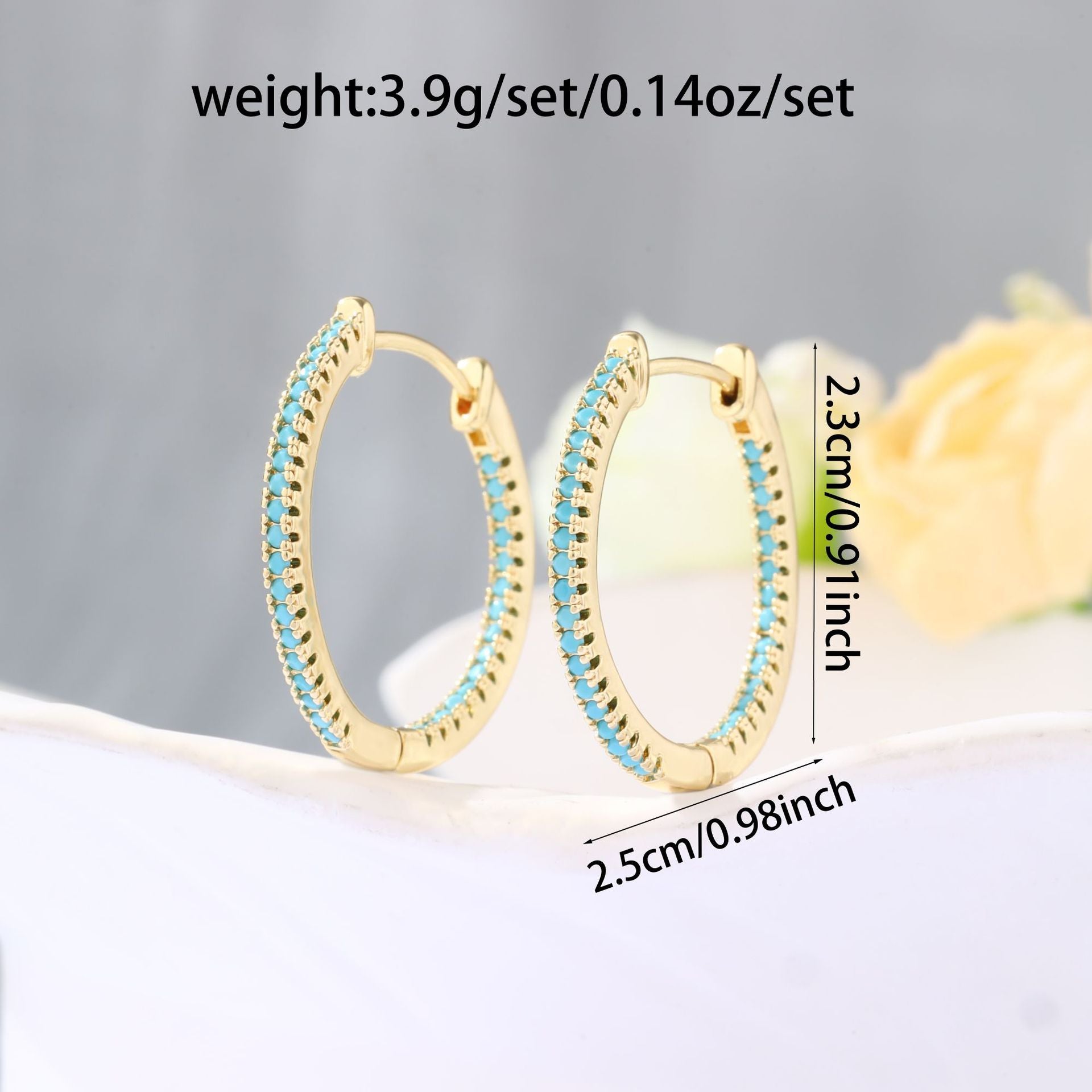 Elegant loose blue zircon hoop earrings