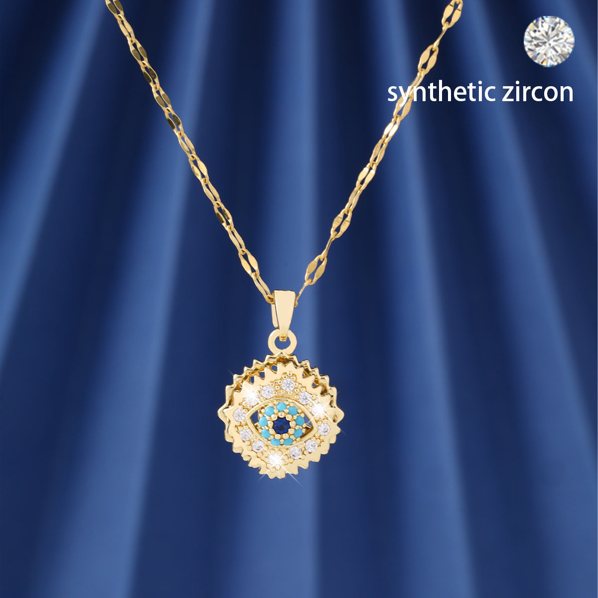 Colorful Demon Eye Rotating Inlaid Zircon Pendant Necklace