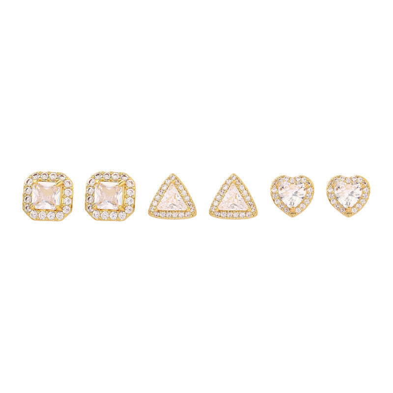 Three pairs of niche and versatile diamond-encrusted earrings with elegant temperament
