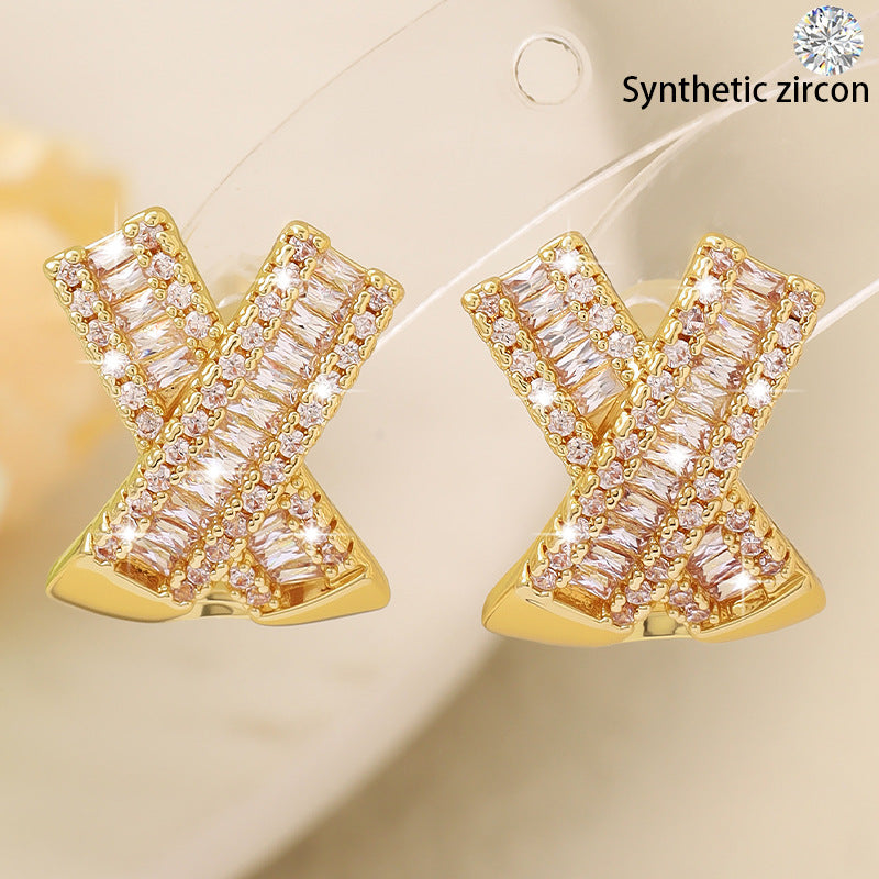 Light luxury style sparkling zircon earrings