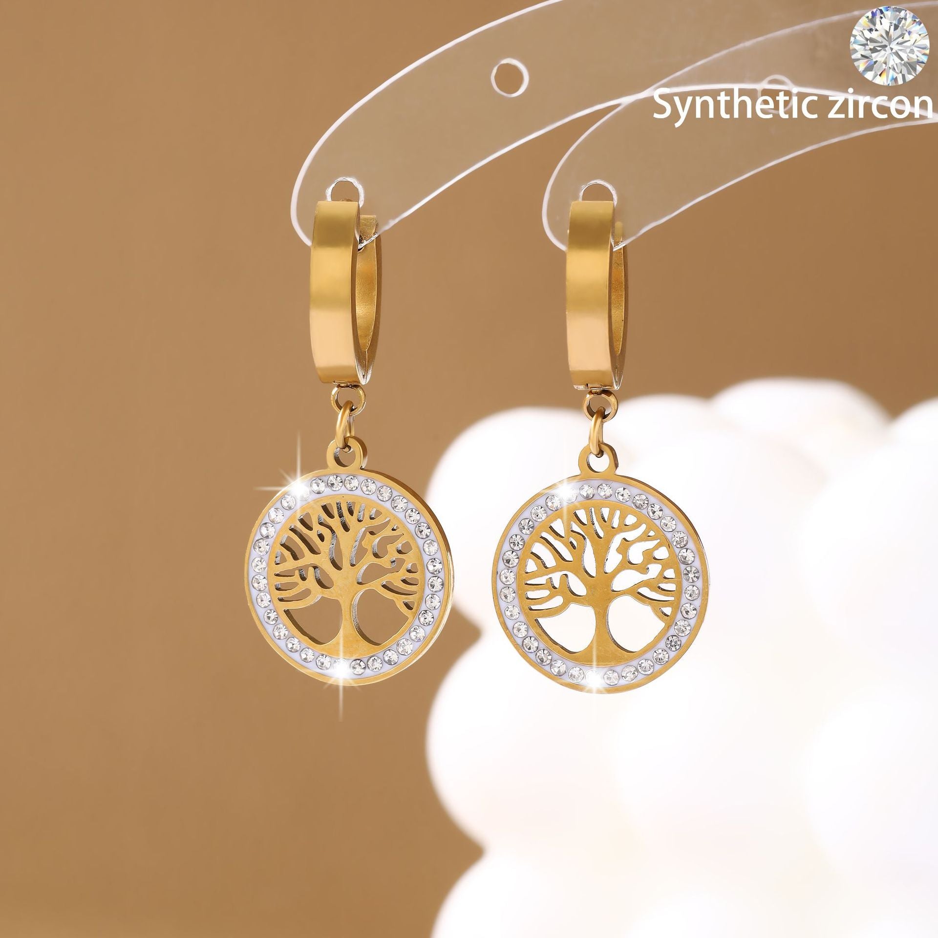 New style hollow-out earrings with micro-set colored zirconia