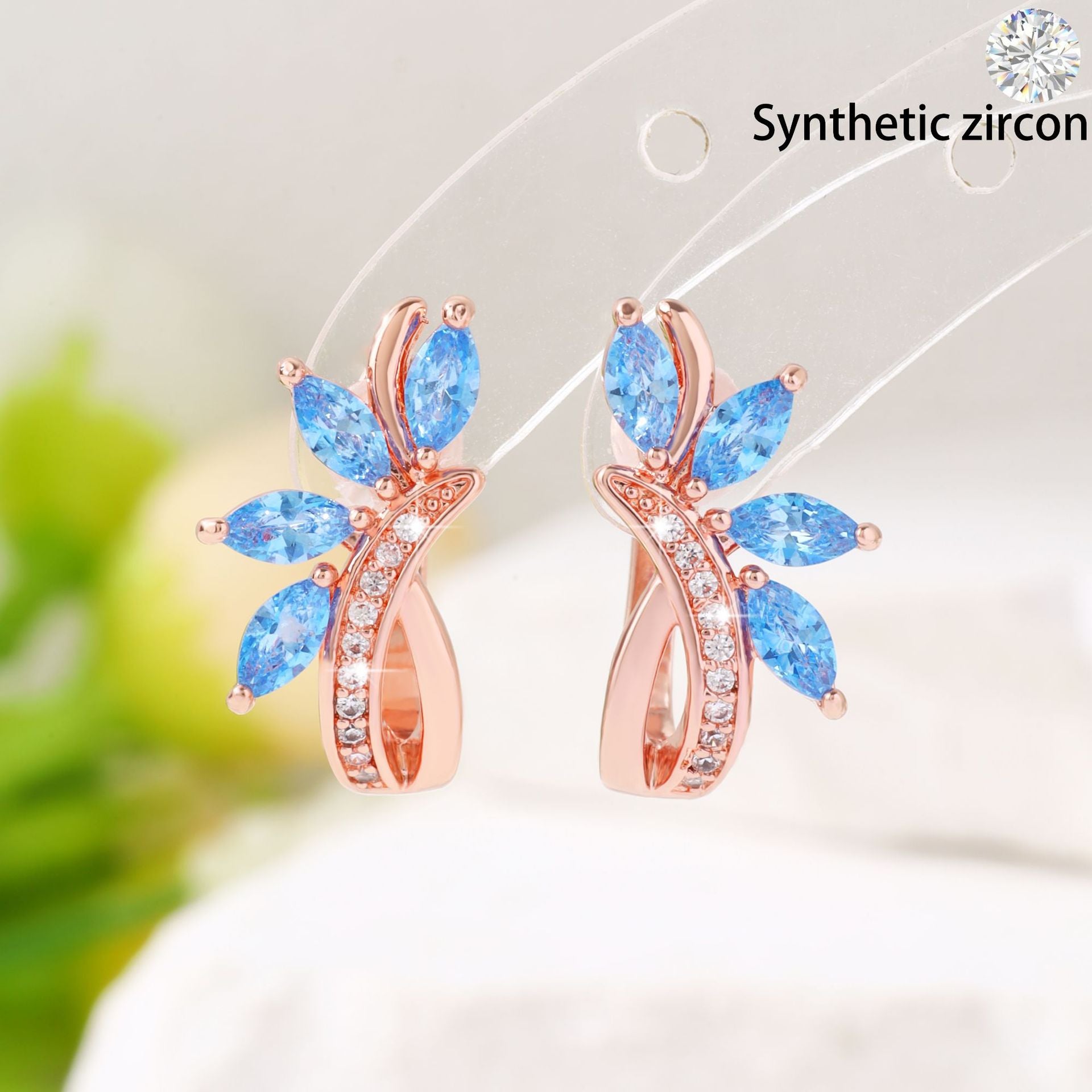 Water drop flower-shaped wheat ear zircon earrings