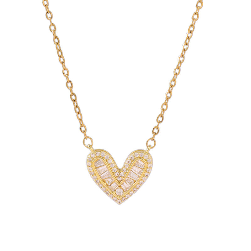 The love necklace, delicately set with zircon, exudes a high-end, light luxury charm