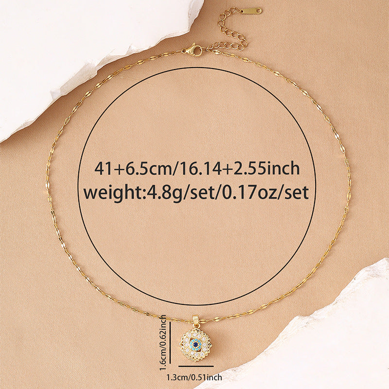 Colorful Demon Eye Rotating Inlaid Zircon Pendant Necklace